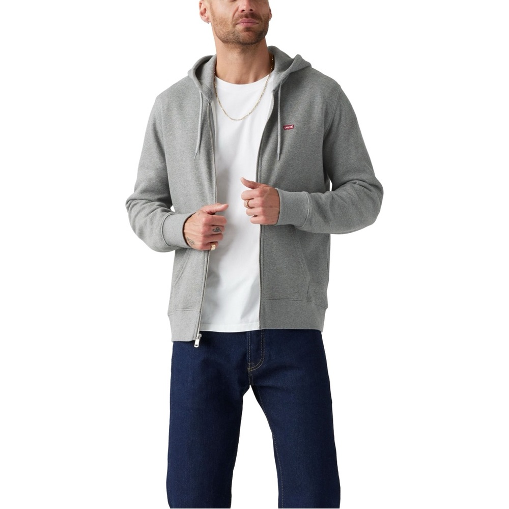 Levi's Men's Batwing Logo Full Zip Split Kangaroo Pocket Fleece Hoodie